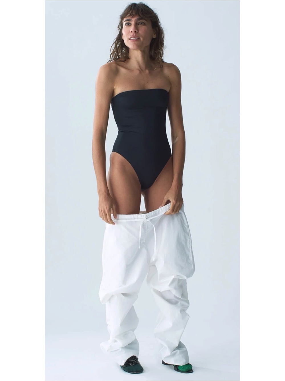 NU SWIM Rego Pants - White Organic Cotton Loose Fit Versatile Straight Leg Pants - Picture 13 of 14
